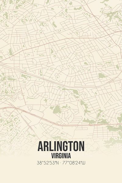 Carte ancienne d'Arlington (Virginie), États-Unis. par Affiches de lieux