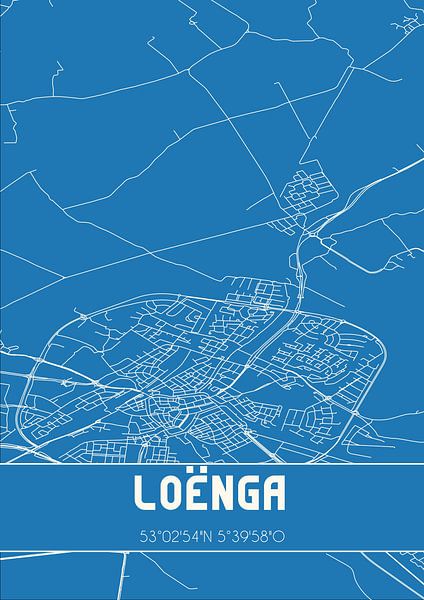 Blueprint | Carte | Loënga (Fryslan) par Affiches de lieux