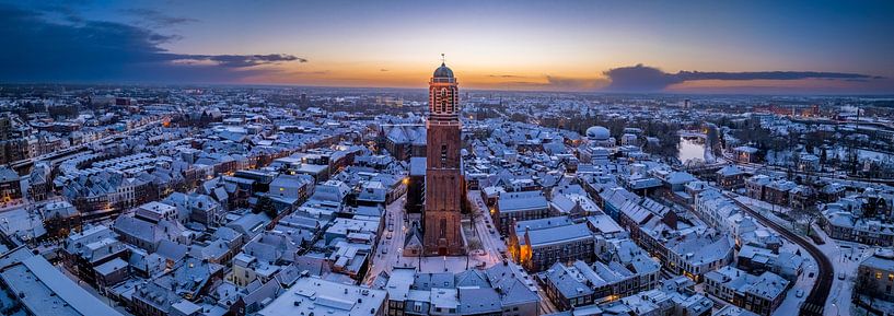 Zwolle Peperbus church tower during a cold winter sunrise by Sjoerd van der Wal Photography