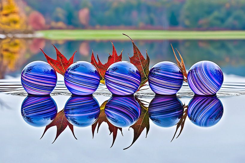 Glaskugeln mit Herbstblättern von Art & Soul Creations