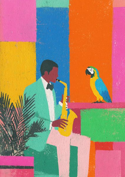 Jazz &amp;amp ; Perroquet - Illustration ludique de Matisse par Niklas Maximilian