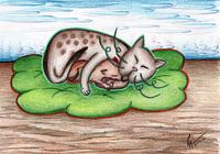 Bunte Katzenzeichnung