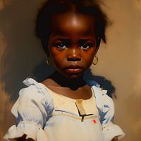 Enfant africain 5. Jeune fille avec une jolie robe, effet peinture à l'huile