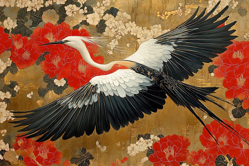 picturesque japanese art crane by Egon Zitter