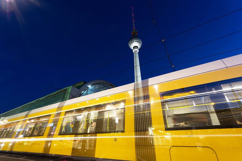 Berlin television tower with tram by Frank Herrmann