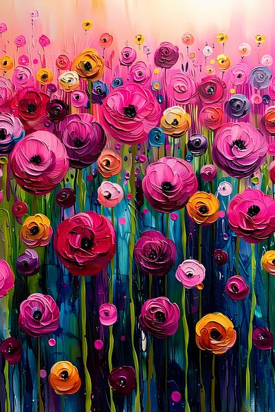 Lebendige abstrakte Blumendarstellung in Farbe von Art & Soul Creations