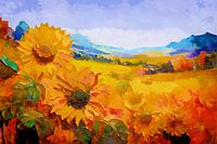 Landschaft mit Sonnenblumen