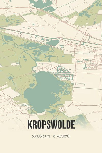 Carte ancienne de Kropswolde (Groningen) par Affiches de lieux