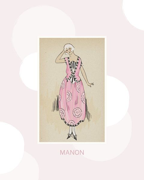 Manon | Rose, mignon Imprimé de mode Art Déco | Mode historique | Design rétro par NOONY