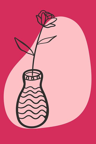 Rose In Vase Passion Rosa Illustration von ComfortQ