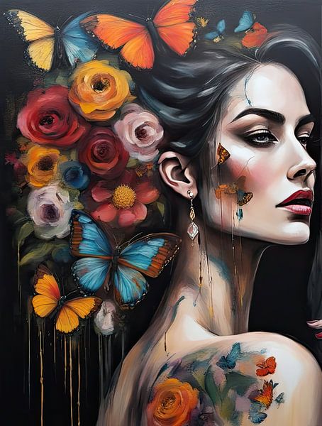 Schmetterlinge und Blumen Nr. 76.75 von Blickfänger Gemälde