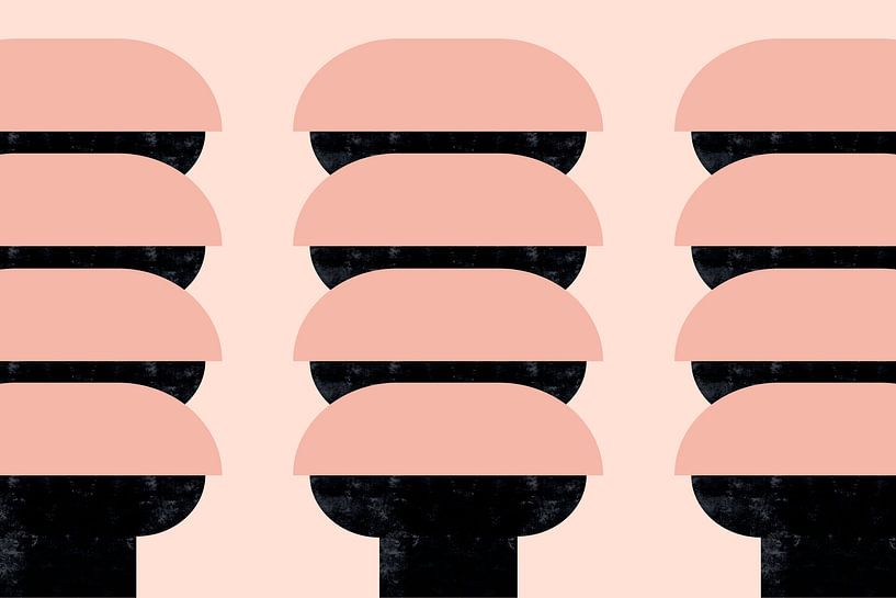 Moderne abstracte Japanse Zen-pagode in pastelkleuren van FRESH Fine Art