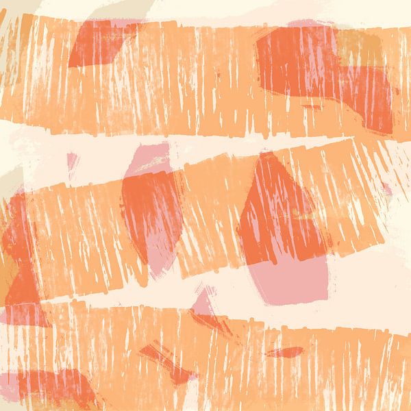 Verträumte Landschaft in Pastellfarben. Moderne abstrakte Kunst in Pfirsich, Rosa und Weiß von Dina Dankers