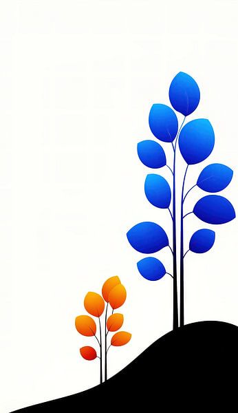 Two trees on a black hill by Frank Heinz