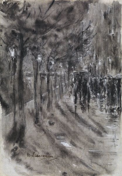 Abendliche Straßenszene in einer Stadt bei Regen, MAX LIEBERMANN, 1919 von Atelier Liesjes