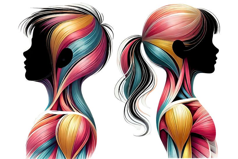 Muskeln bei Kindern im Profil – farbenfrohe anatomische Darstellung von Basahen