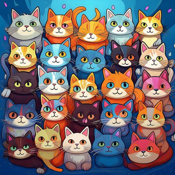 Lots of colourful cats by Patricia Hofmeester