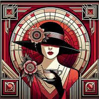 Frau mit Teetasse Art Deco