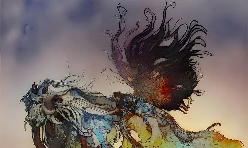 Sea snail on coral by Harmanna Digital Art