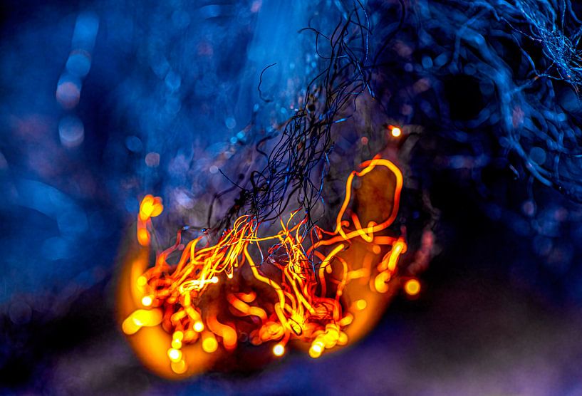 Feu de camp bleu et orange par Sia Windig