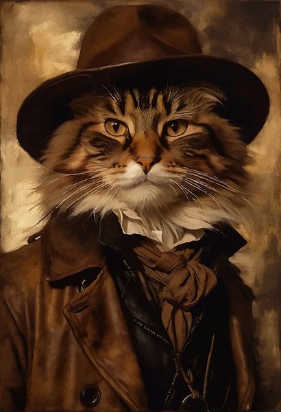 Katze in Kleidung aus der Zeit der Industriellen Revolution Porträt von MIROKKU