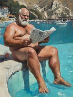 Nackter Mann am Pool