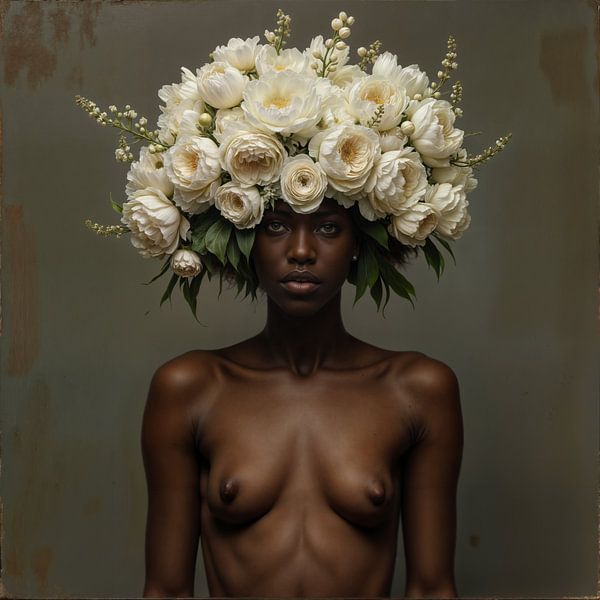 Frau mit Blumenstrauß von The Nudes Gallery