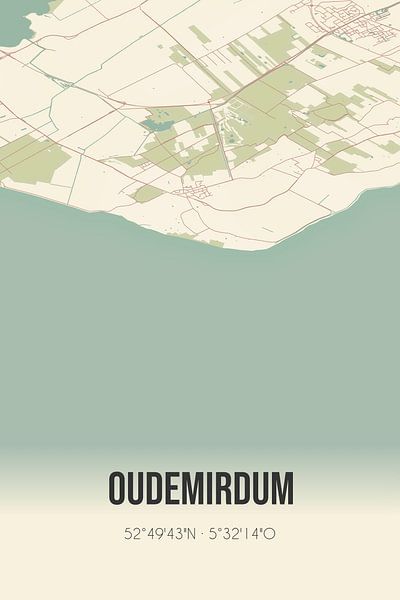 Alte Karte von Oudemirdum (Fryslan) von Ortsdrucke