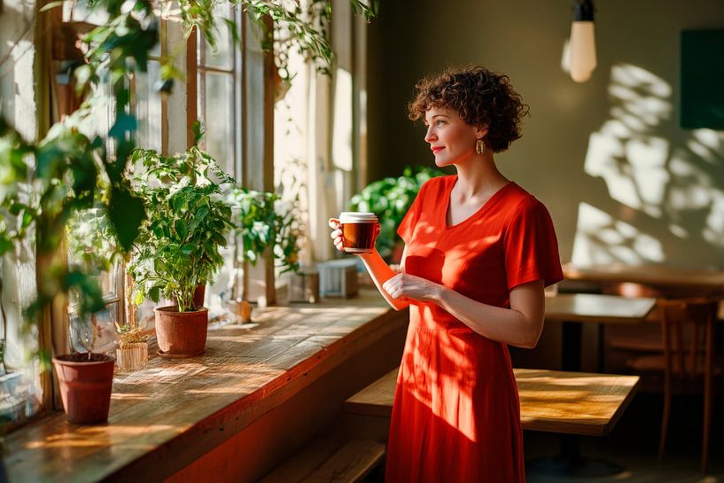 Coffee enjoyment at the window by Poster Art Shop