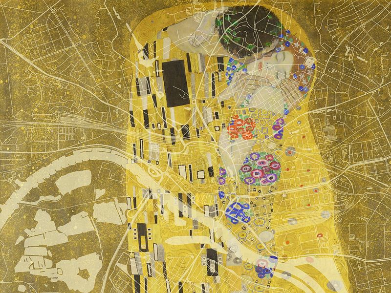 Carte de Arnhem avec le Baiser de Gustav Klimt par De Kaartenwinkel