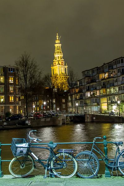 De Zuiderkerk in Amsterdam in het avondlicht by Wijbe Visser