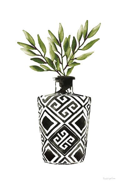 Geometric Vases III Green, Mercedes Lopez Charro by Wild Apple