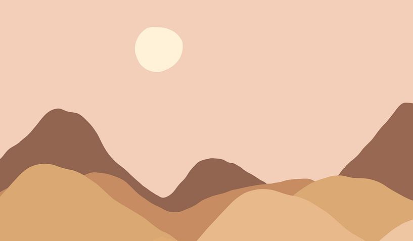 Coucher de soleil rétro dans des couleurs beiges chaudes par Mad Dog Art