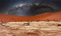 Deadvlei dans le désert du Namib avec la voie lactée en Namibie, Afrique