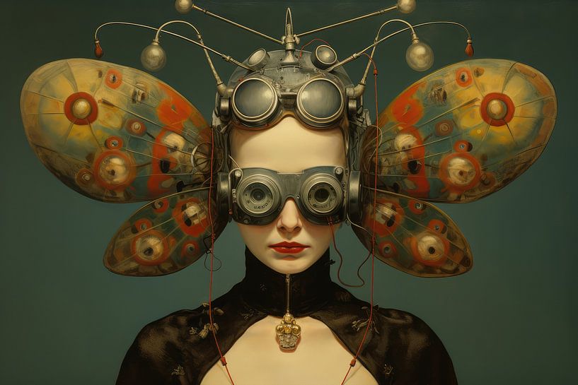 Bizarr schöne Frau in seltsamer Fetischkleidung von Art Bizarre