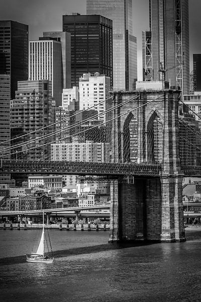 NEW YORK CITY Brooklyn Bridge &amp; Lower Manhattan | monochrom von Melanie Viola