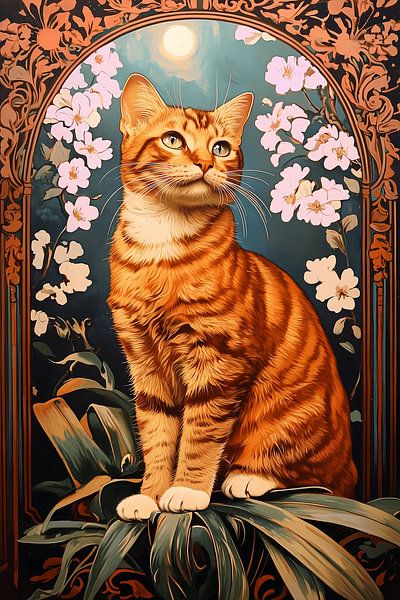 Moonlight blossom cat by PrintiSky