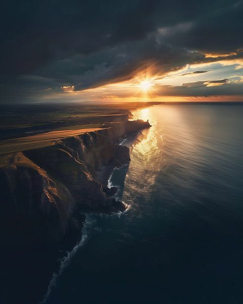 Abendrot über Englands Klippen von fernlichtsicht