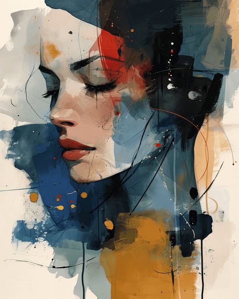 Kleurrijk, modern en abstract portret van Studio Allee