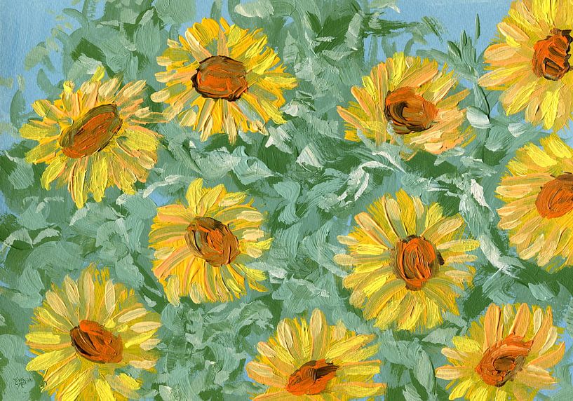 Sunny flowers in greenery by ART Eva Maria