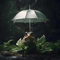 Under mother's umbrella - Frosch im Regen