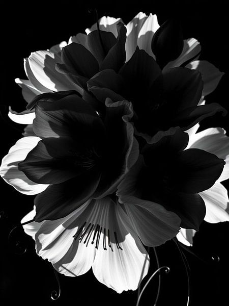 Verfinsterte Blütenblätter: Eine Symphonie in monochromen Schatten und Licht von Artistic