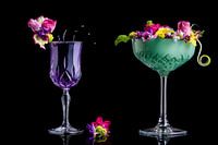 cocktail vert et violet, boissons vertes et violettes
