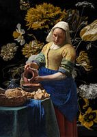 Milchmädchen mit Herbstblume Tapete