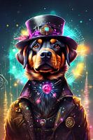 Steampunk Rottweiler Digitale Kunst Aquarell Stil