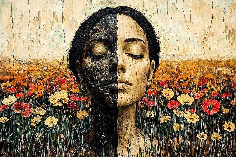 &quot;Duality portrait with flowers&quot; by Art & Soul Creations