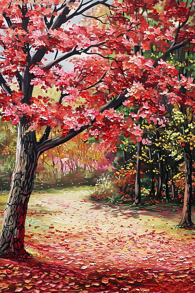 Abstrakte Herbstlandschaft Malerei von Art & Soul Creations