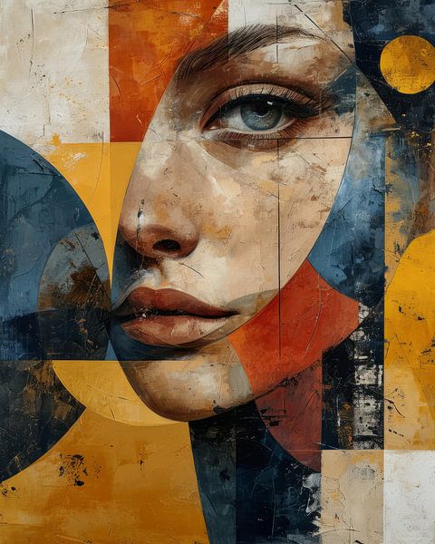 Kleurrijk, modern en abstract portret van Studio Allee