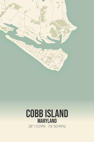 Alte Karte von Cobb Island (Maryland), USA. von Ortsdrucke