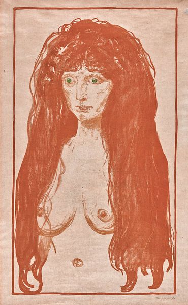 Weib mit rotem Haar und grünen Augen. Die Sünde, EDVARD MUNCH, 1902 von Atelier Liesjes